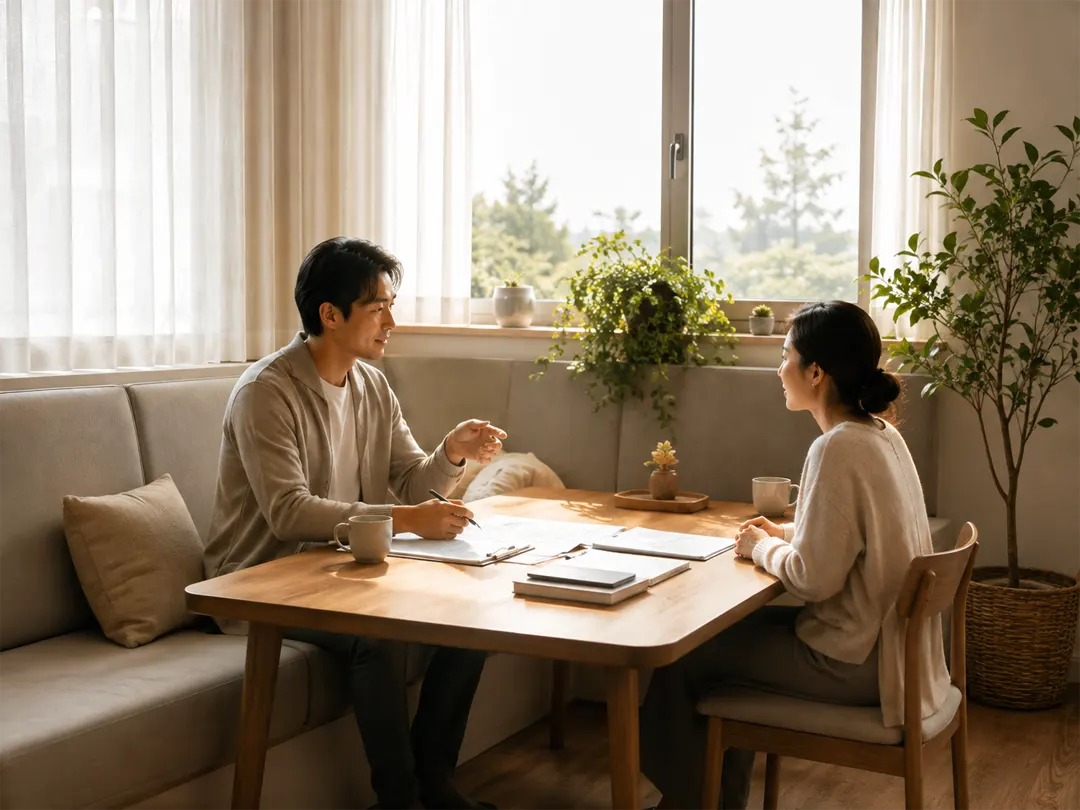 A calm wellbeing reflection setting